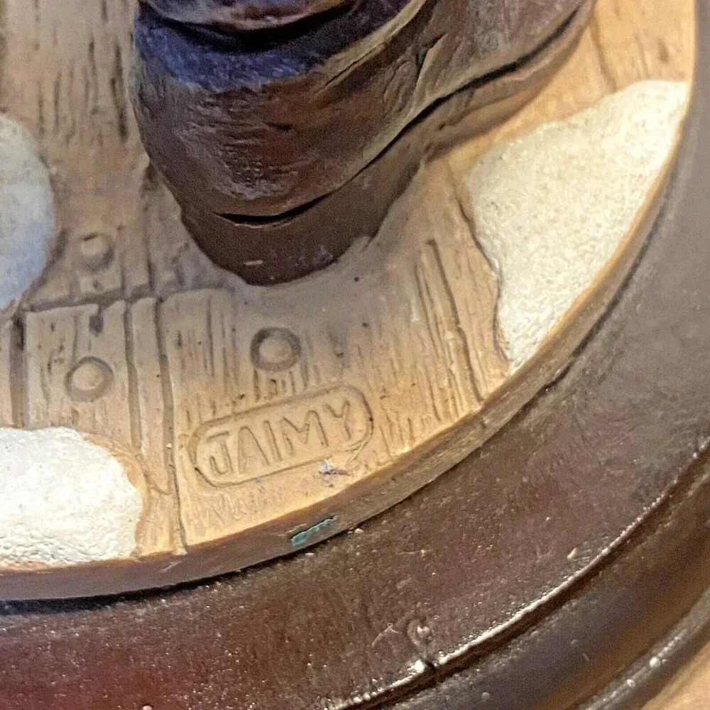 Vintage 1990's Fly Fishing Santa Jaimy 10in Resin Figurine with Big Catch - Picture 10 of 16